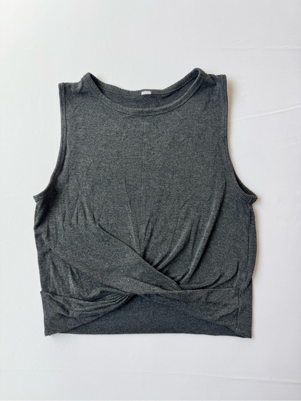 Alo Yoga Cover Tank Twist Front Crop Top Heathered Dark Gray XS - Picture 1 of 9